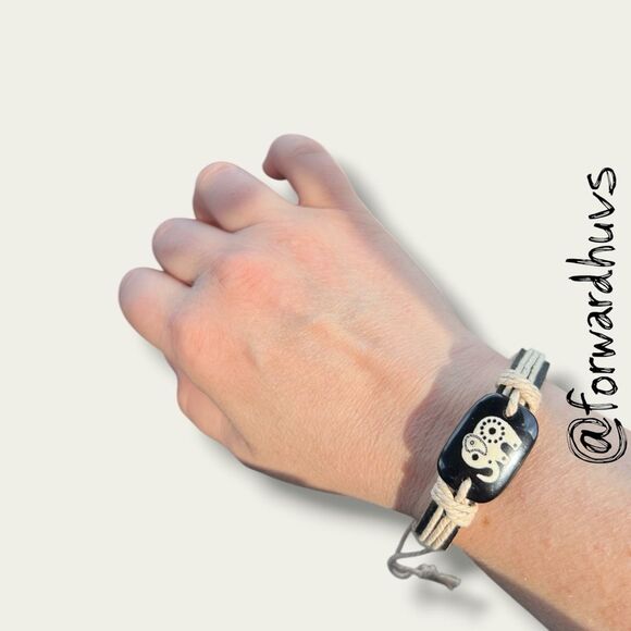 Hand Crafted Leather Bracelet – Etched Elephant Centerpiece - Picture 3 of 5